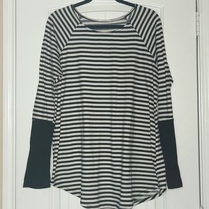Reborn J Black and Cream Stripe Top Large